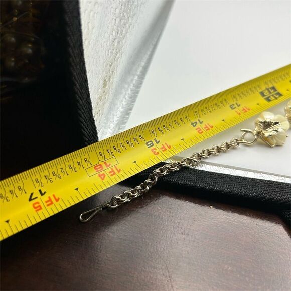 Vintage Gold Tone Cream Acrylic Floral Leaf Beaded Short Necklace 16" Unique - Picture 9 of 9